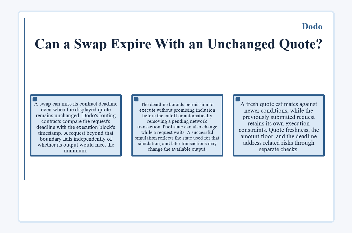 Dodo: Can a Swap Expire With an Unchanged Quote? - illustration